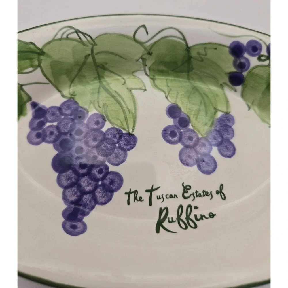 Vintage Olive Oil Ceramic‎ Plate Of The Tuscan Estates Of Ruffino Grape Vines...